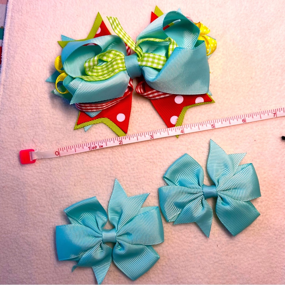 DISNEY INSPIRED 🎀 HAND-CRAFTED GROSGRAIN HEADBOW RIBBON with TWO HAIR CLIPS